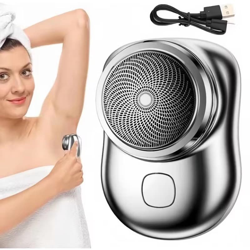 Mini Barbeador Elétrico Portátil Recarregável USB Para Barba Rosto Cabeça Lâmina de Aço Compacto Sem Fio