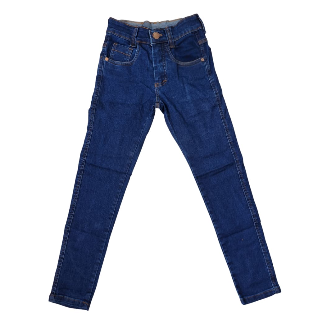 Calças Jeans Infantil Juvenil Slim Menino Skinny Masculino Jeans Escuro Modelo Escolar 8 a 16 anos