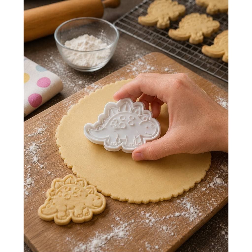 Kit 6 Cortadores de Biscoito Infantil Dinossouro 6cm Cortador Bolacha Massinha Pasta Americana