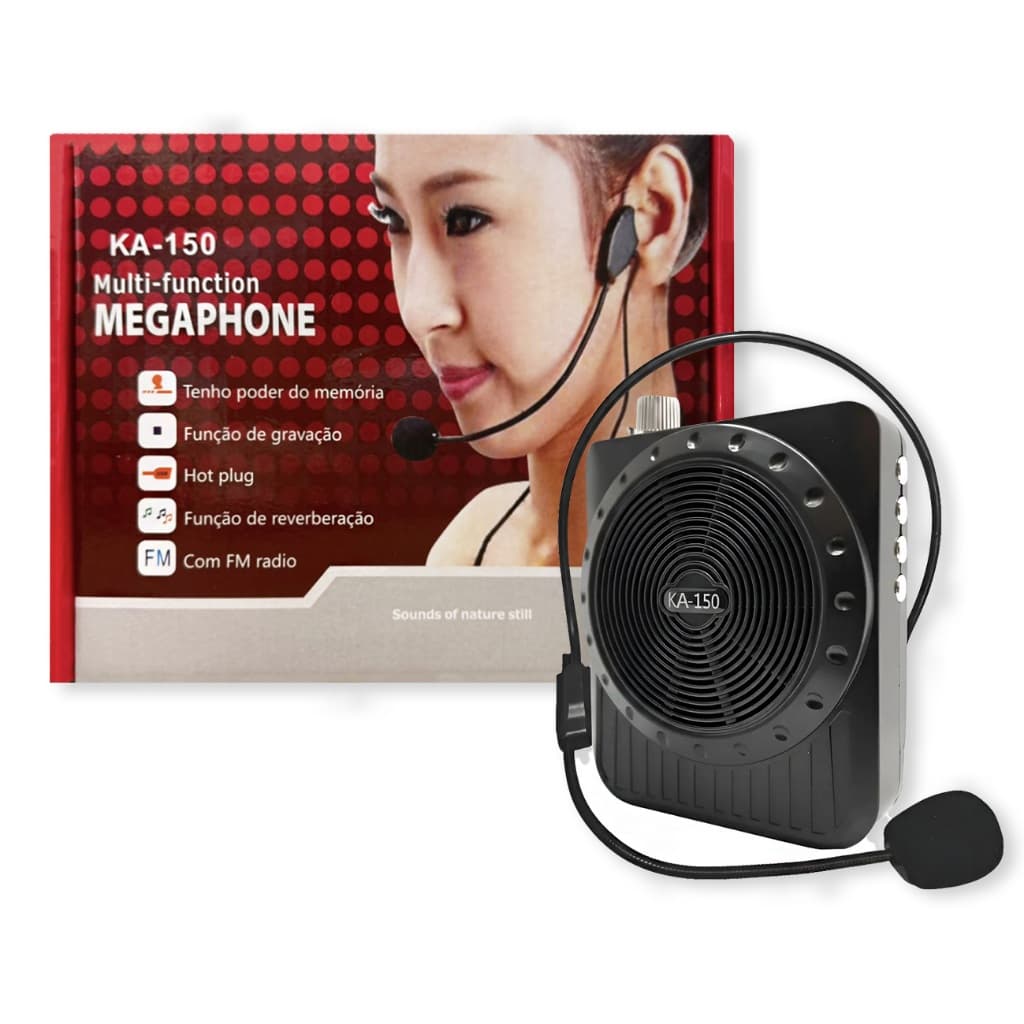 Megaphone KA-150 Multi-functione Cor Preto Função De gravação Com FM Rádio