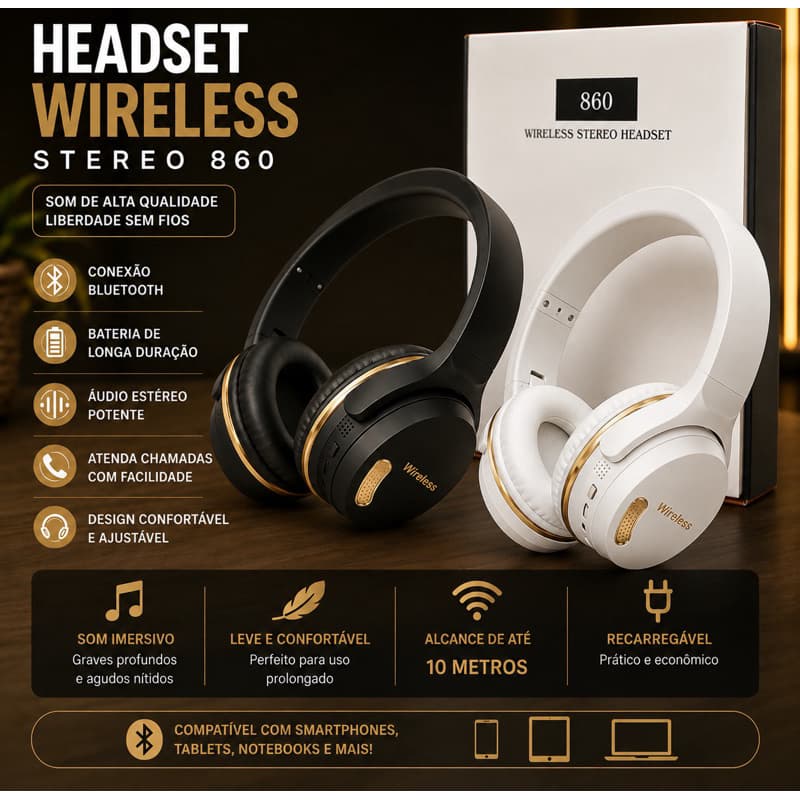 🎧 Headphone Bluetooth Wireless Stereo 860