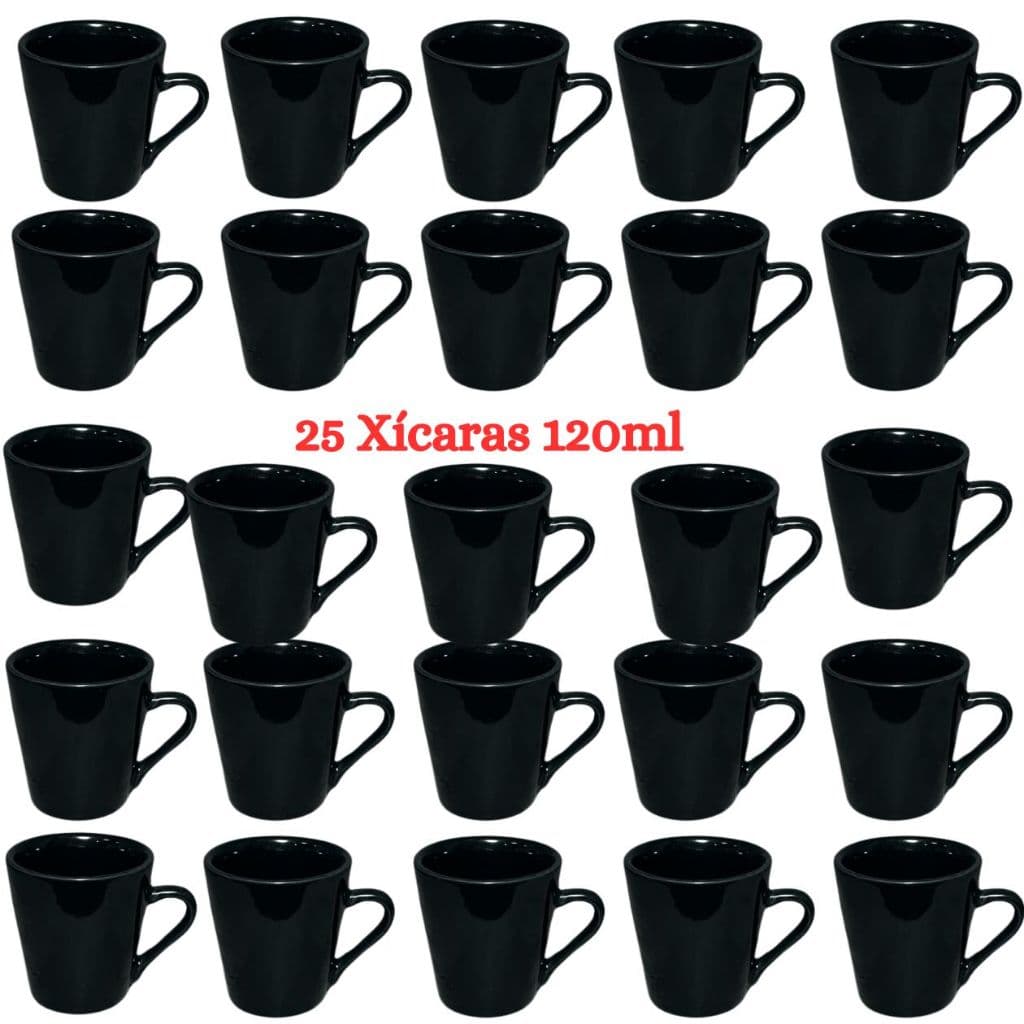 Kit Xícara Preta Caneca Porcelana Jogo de xícara preta lisa