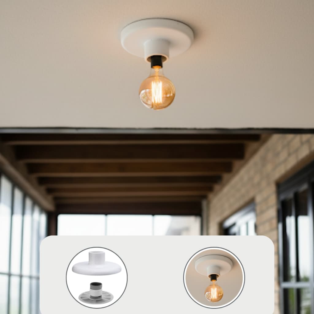 Kit 5 Plafons Redondos de Teto Branco ou Preto para Cozinha Escritório Casa e Corredor