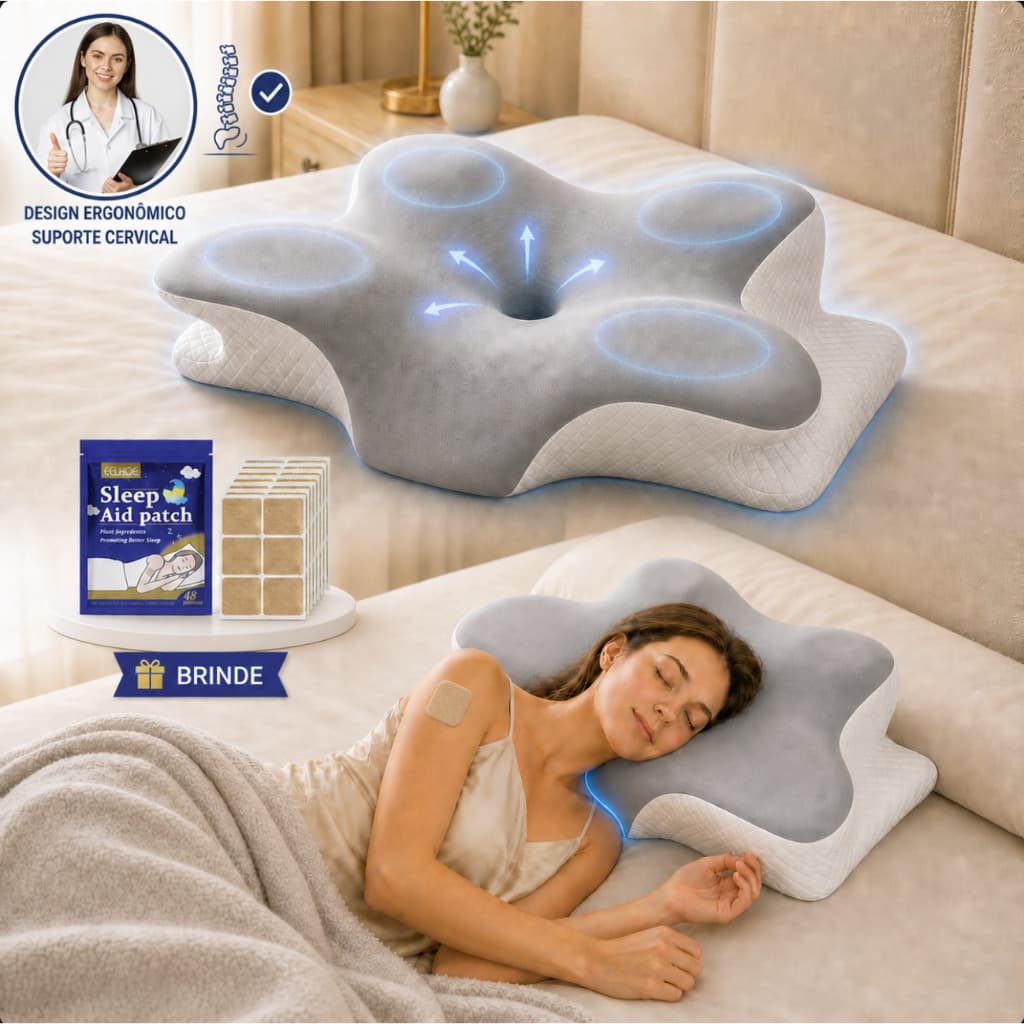 Travesseiro Ortopedico para coluna cervical + Adesivos para dormir UMA EXPERIENCIA DE SONO PERFEITA
