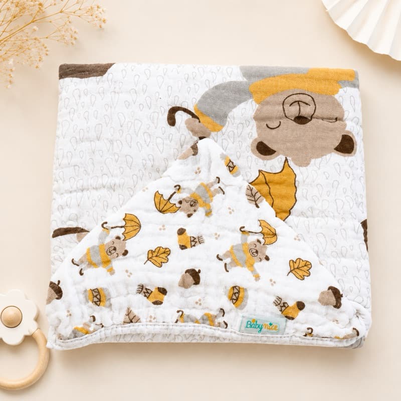 Toalha de Banho Bebê com Capuz 100% Algodão Toalha Fralda 2 Camadas Absorvente 85x85cm RN Enxoval