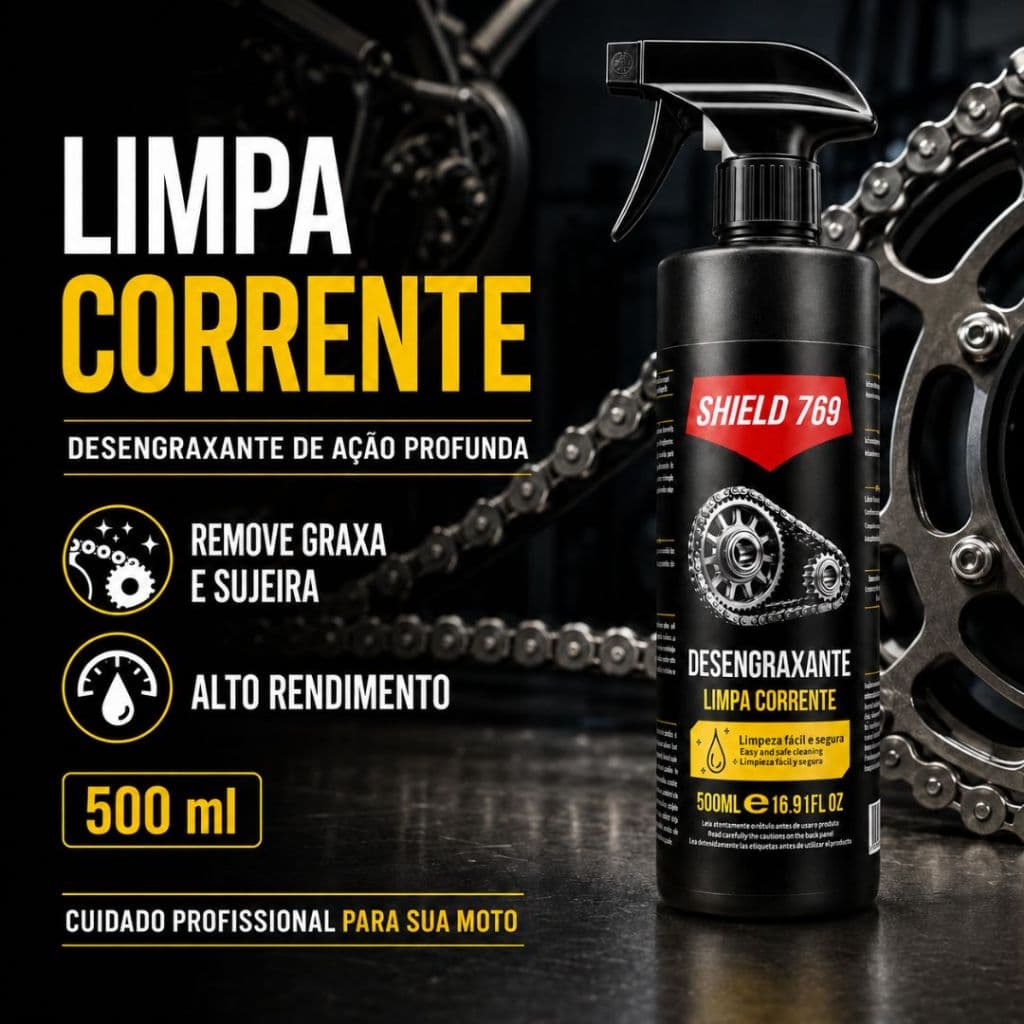 Limpa Corrente Motor Tira Piche Óleo Graxa 500 ml - Rende até 10 Litros - Moto/Bicicleta