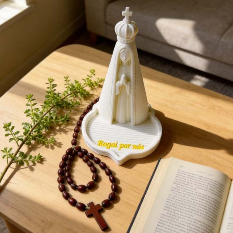 Porta Terço Nossa Senhora Decoração Religiosa Suporte para Rosário