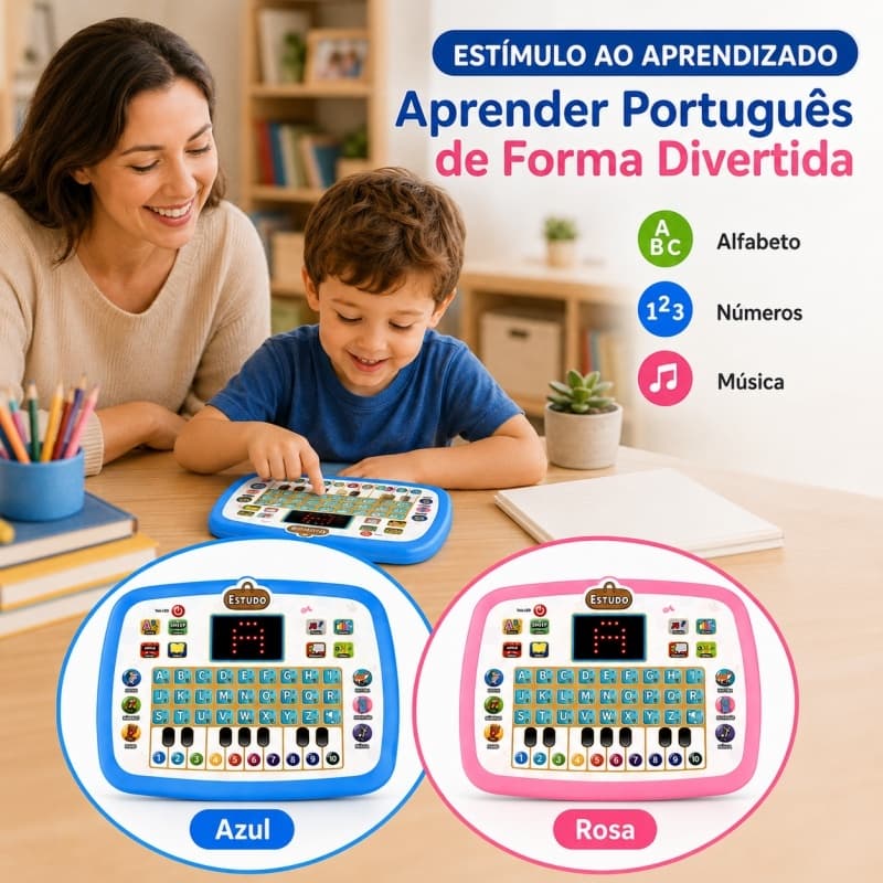 Brinquedo Educativo Infantil em Português Letras Números Piano Musical Aprender Brincando