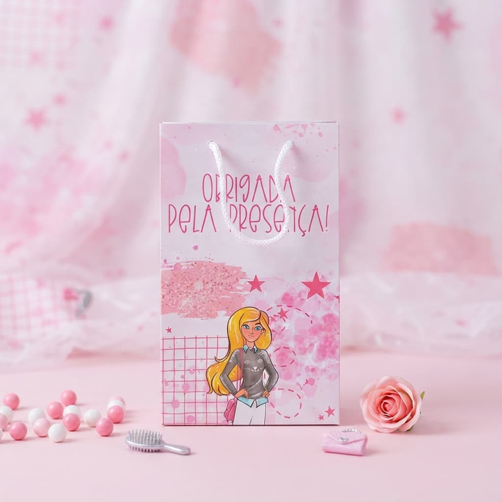 BARBIE AQUARELA Sacolinha P Sacola Surpresa Lembrancinha para Festa