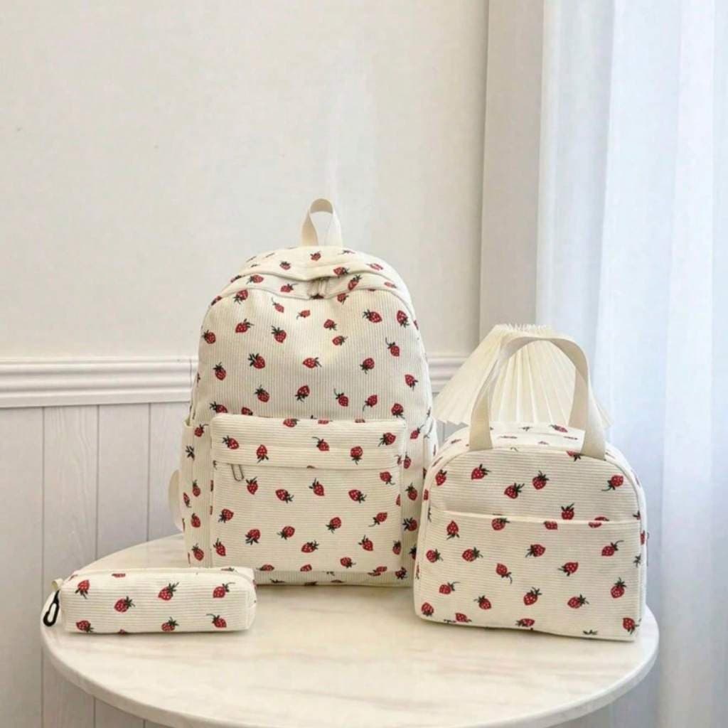 Kit 3 Mochila Feminina Para Escolar Viajar Estilo Casual Kpop Modelo Novo Jovem Multiuso Com Grande Capacidade