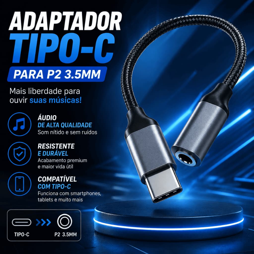 Adaptador Fone De Ouvido Tipo C Para P2 3.5mm Tomate MCB033 Cabo Trançado Alta Qualidade Plug and Play