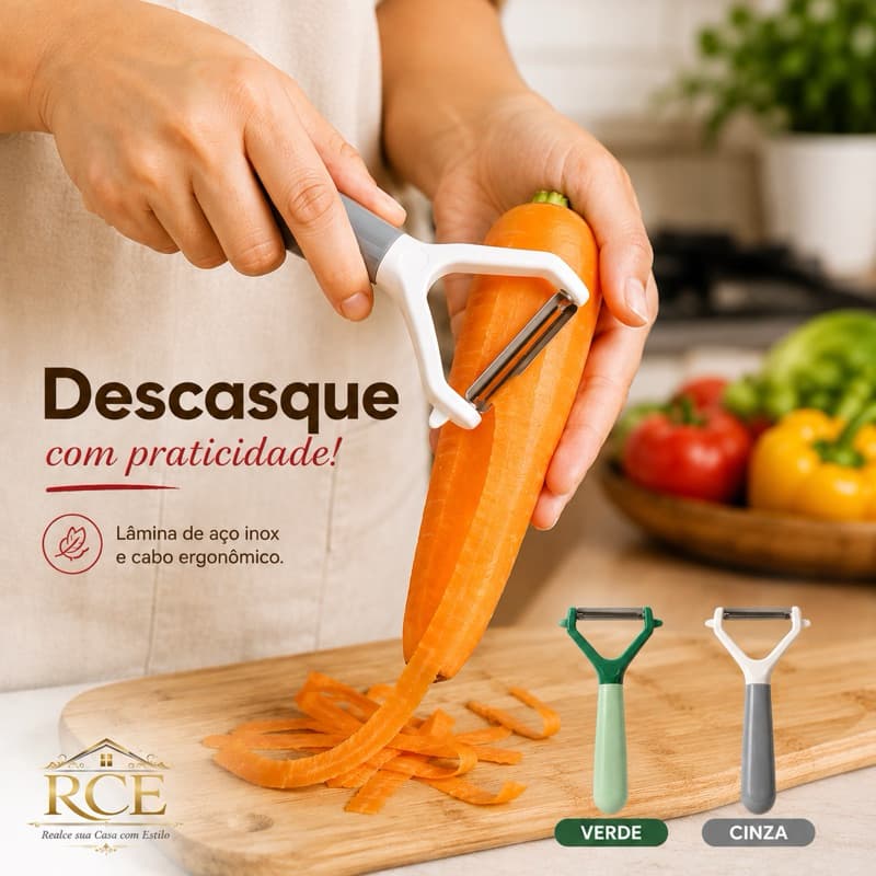 Facile Descascador de Legumes Fácil Uso com Lâmina de Aço Inox e Cabo Ergonômico para Cozinha Segura e Confortável
