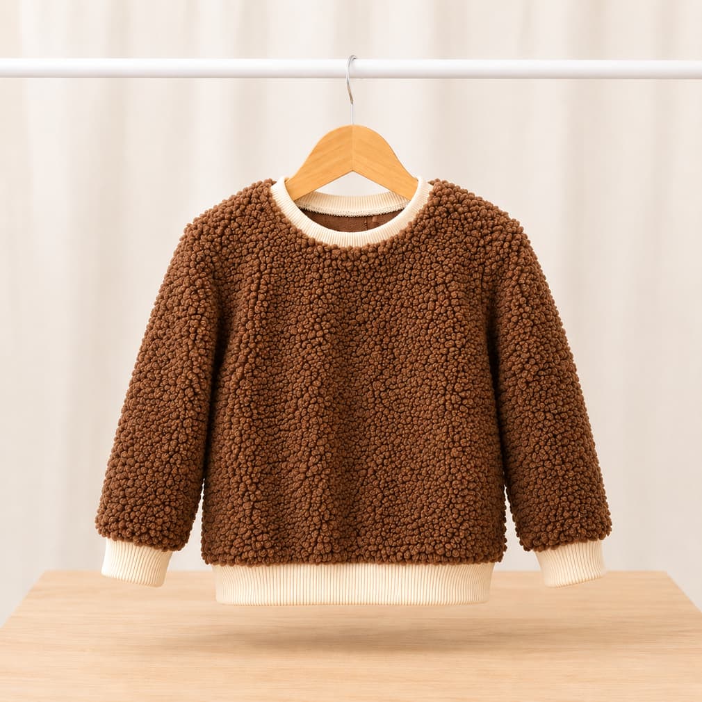 Blusa Infantil Teddy Manga Longa marrom moda kids**&