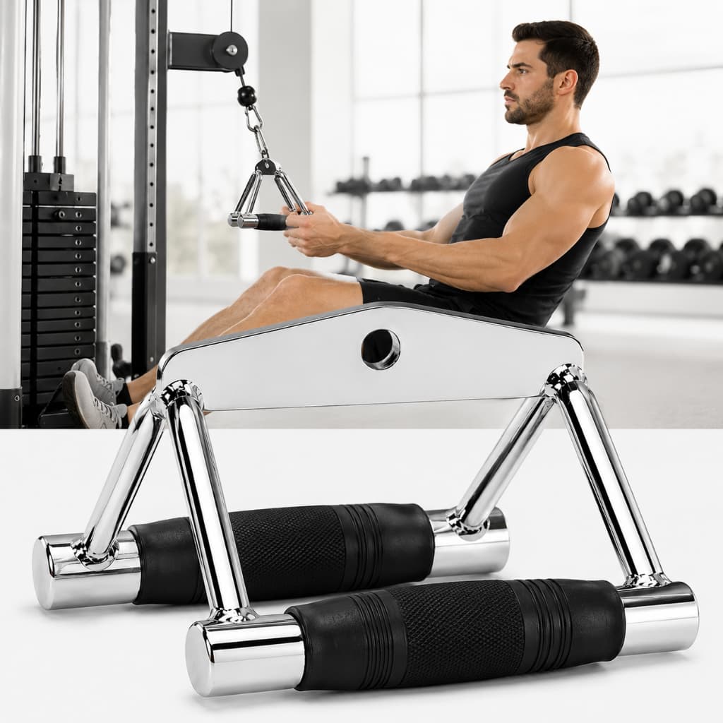 Puxador Triângulo Emborrachado MIG Profissional Remada Baixa Polia Pulley Crossover Academia Musculação