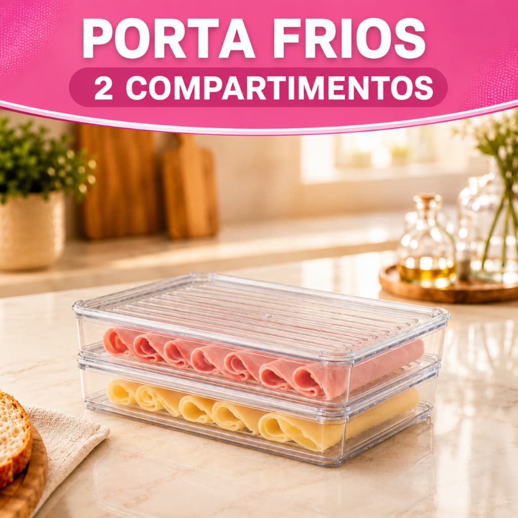 Organizador de Geladeira Porta Frios Empilhável 2 Compartimentos Multiuso