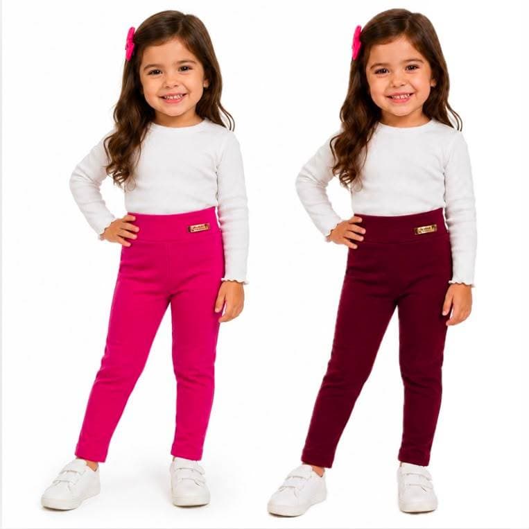 Kit 2 Calça Legging Infantil escolar Lisa Basica