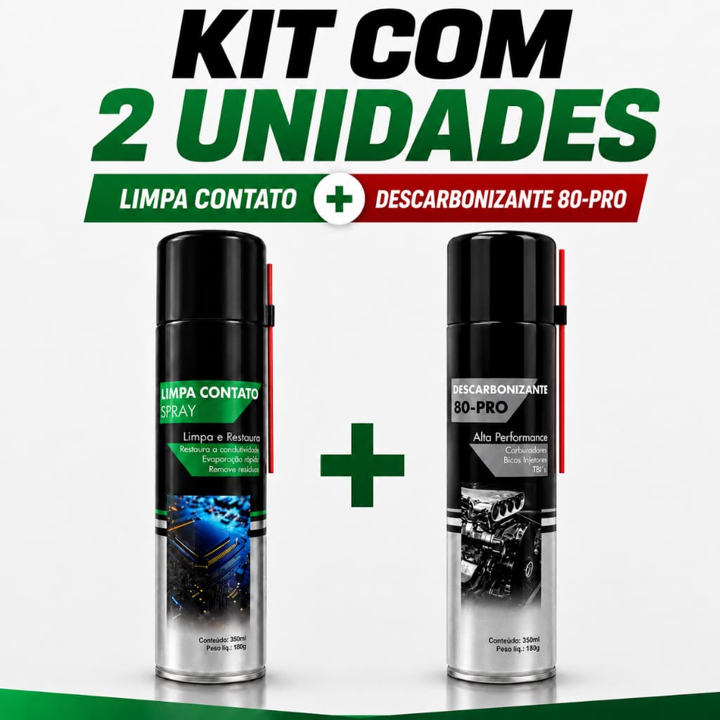 KIT Limpa Contato + Descarbonizante 80-Pro Carburador Bico Injetor TBI