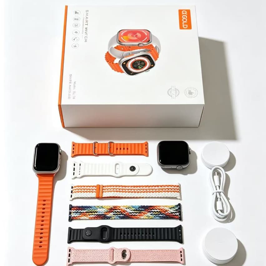 Smart Watch RL‑18 Kit 6 Pulseiras, Relógio Inteligente Bluetooth, Tela Amoled 49mm, Chamadas, Monitor de Saúde, Modos Es