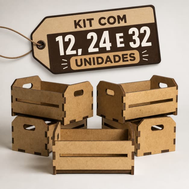 Kit Mini Caixotes em MDF 12, 24 E 32 Unidades