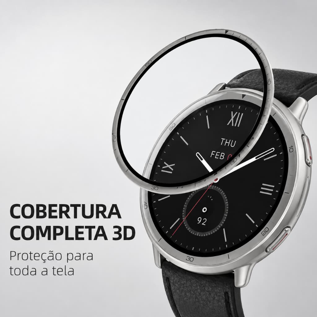 Película de Gel 3D para Amazfit Active 2 Cobertura Total Protetora de Tela Toque Sensível