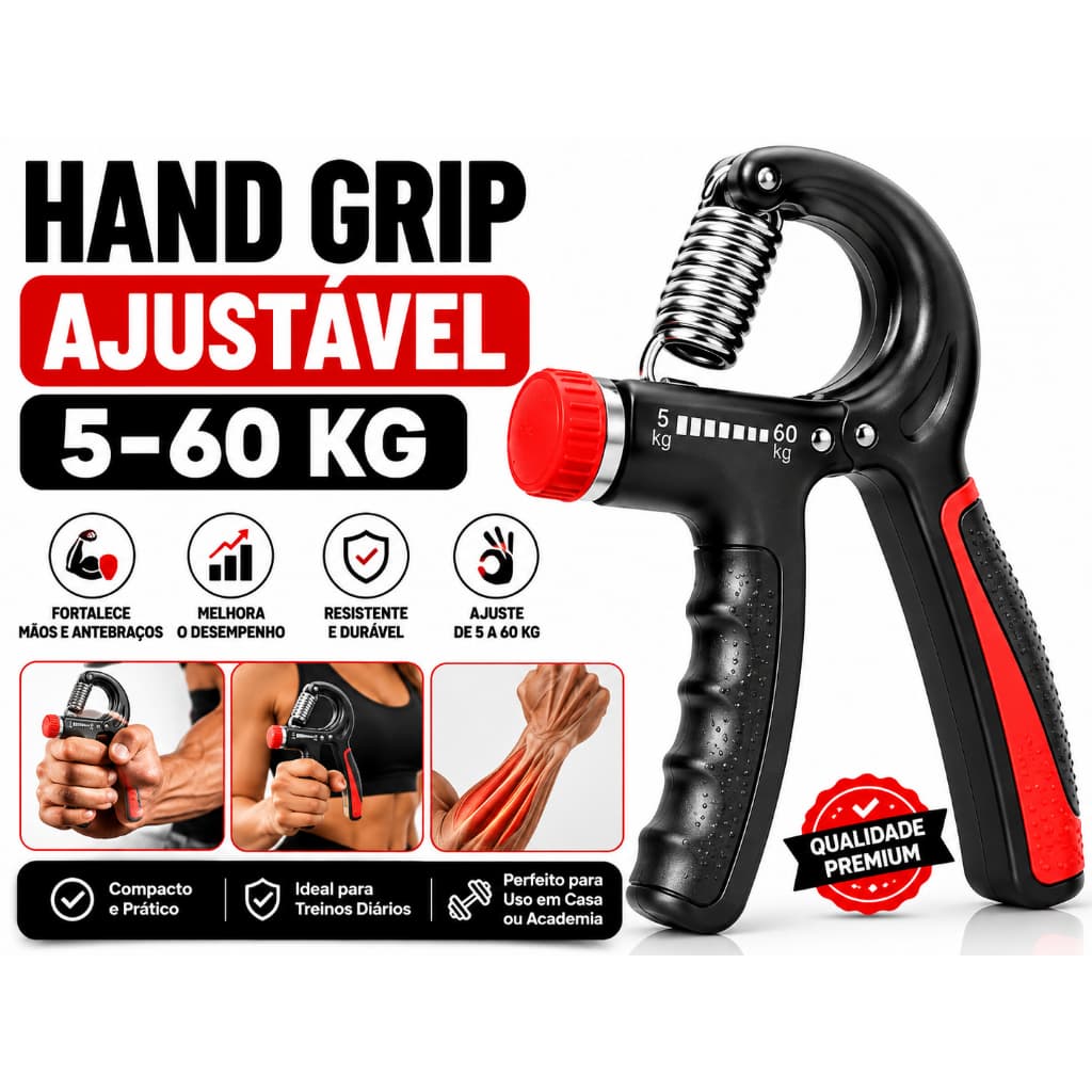 Hand Grip Ajustável 5 a 60kg Fortalecedor de Mãos Punho Antebraço Exercício Academia