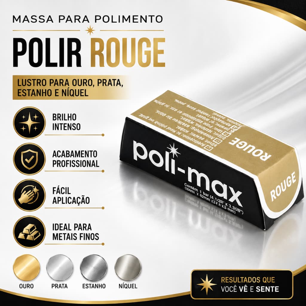 Massa Para Polimento Polir Rouge Lustro Ouro, Prata, Estanho, Nickel