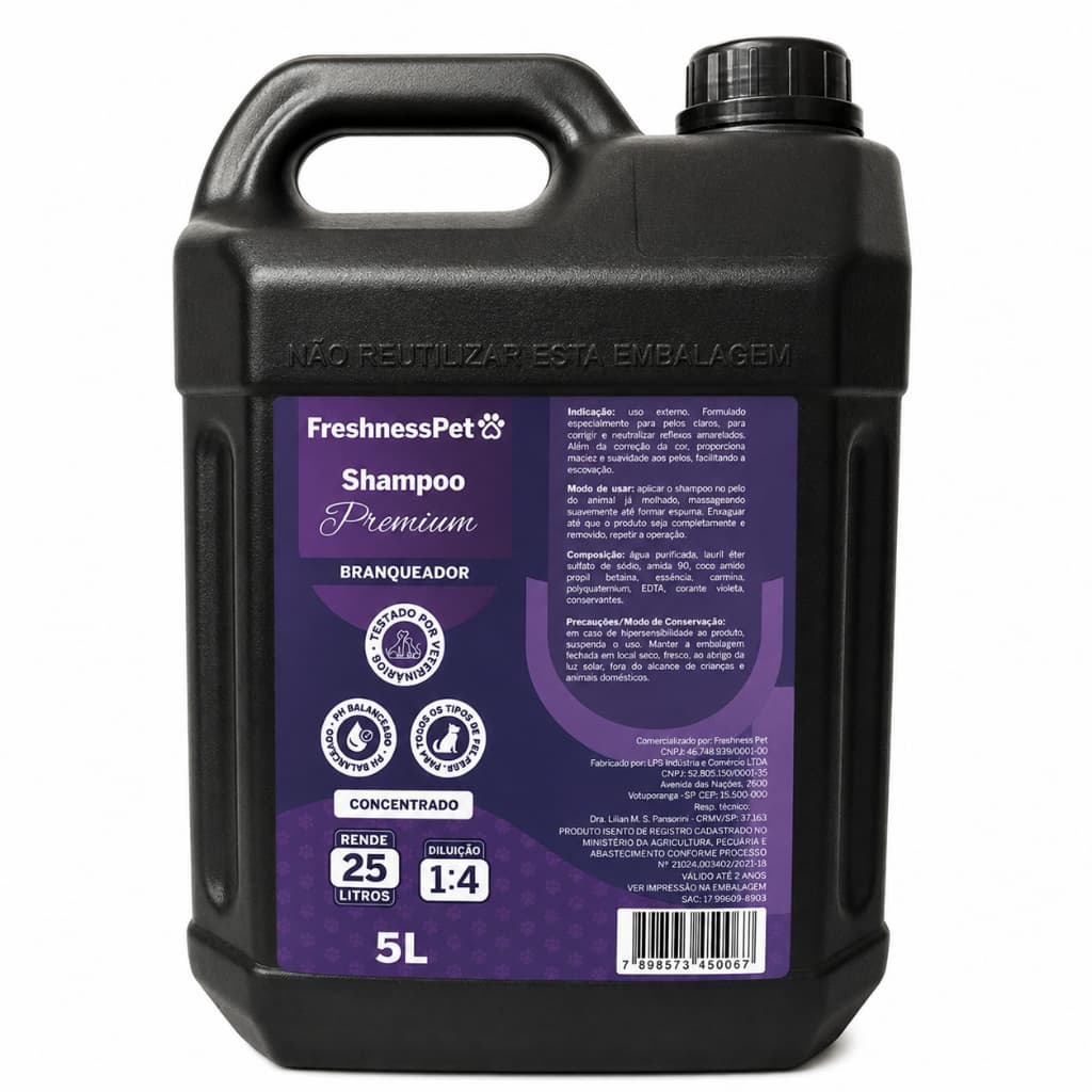 Shampoo Branqueador de pelos Extra Concentrado 5 Litros 1:4 Diluiçao