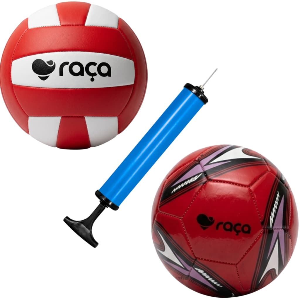 Kit Bola Futebol Raça + Bola De Vôlei Com Bomba Tamanho N5 ( cores aleatorias )