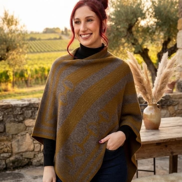 Blusa Assimétrica Campeira Poncho Feminino Adulto e Infantil Jovem Capa Pala Tricot Inverno Baile Country Rodeio Estribo