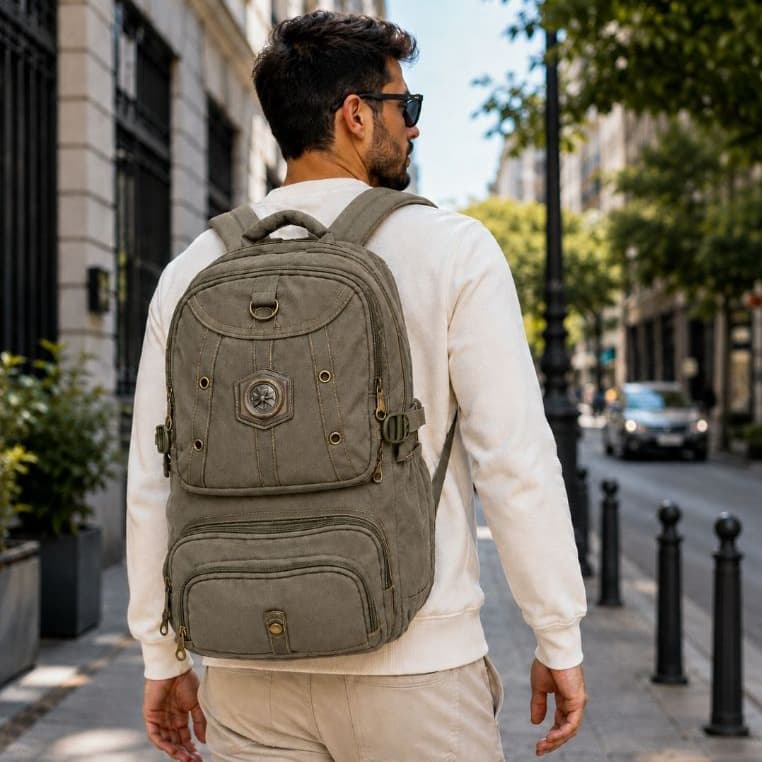 Mochila Tática Lona Reforçada Viagem faculdade Trabalho Camping Masculino unisex