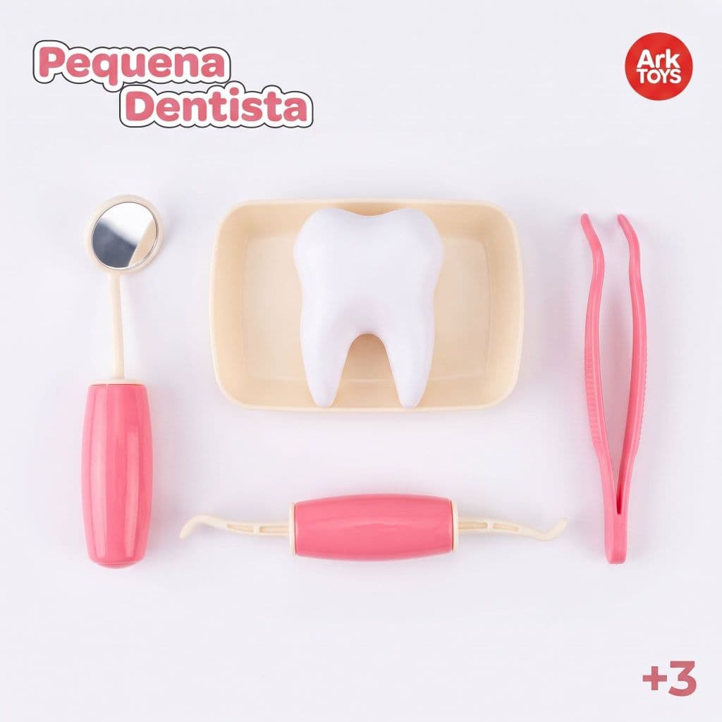 Kit Brinquedo Pequeno Dentista Infantil Educativo Faz De Conta Com Acessórios e Dente Lúdico Ark Toys