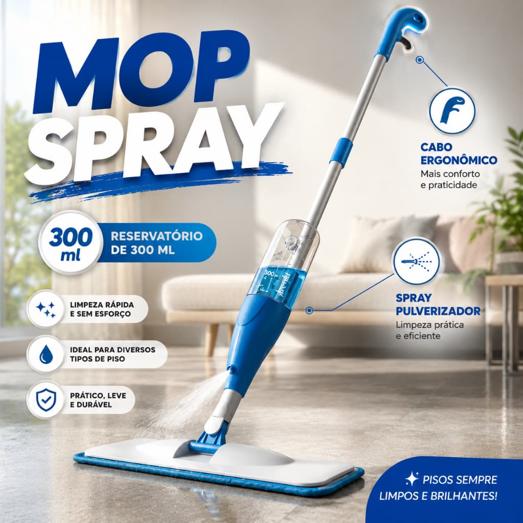 Mop Spray Com Reservatório Esfregão Vassoura Mágica