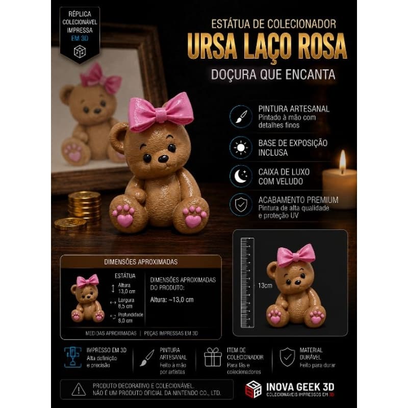 Ursa com laço fofo - Belo brinquedo ou decoração para casa ou quartos