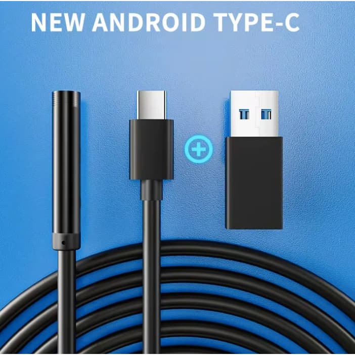 Câmera Endoscópio Tipo-C, IP67 Impermeável, 6 LEDs, Ajustável, USB, Android, Inspeção Flexível, Câmeras Borescope para T