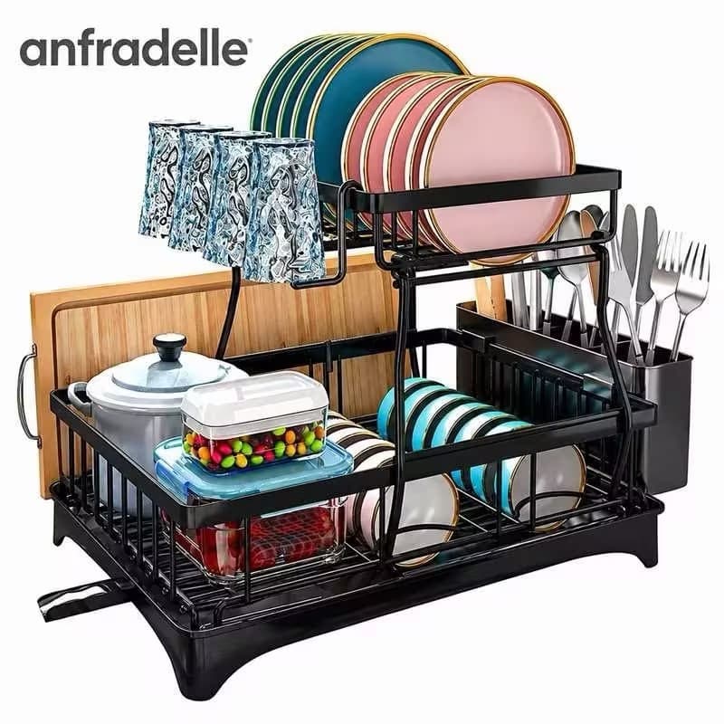 Dish Drainer Rack Carbon Steel Organizer Black