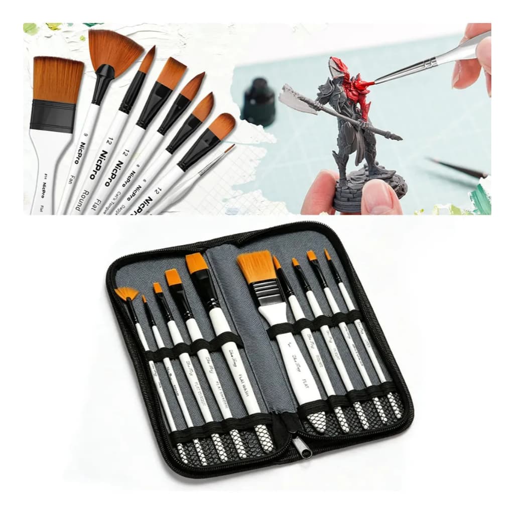 Kit 10 Pincel Para Pincéis Aquarela Guache Óleo Acrílico Pincéis Para Pintura Artística Escolares