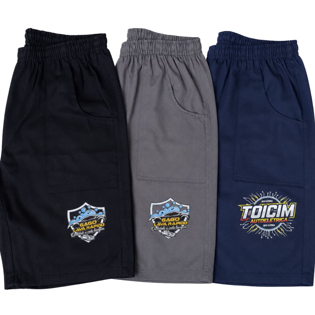 Bermuda Brim Personalizada Logo Empresa Pesado Reforçado Uniforme Profissional Trabalho Oficina