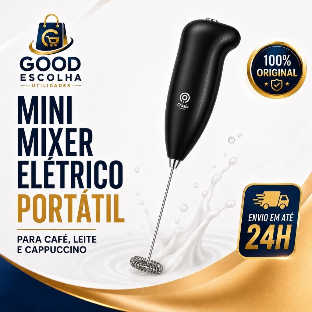 Mini Mixer Elétrico Portátil Oásis Misturador Espumador para Café Leite Cappuccino Bebidas