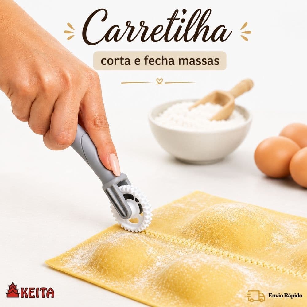 Carretilha Multiuso Prático  Para Massas  Corta e Fecha Pastel Ravioli Massas Recheadas