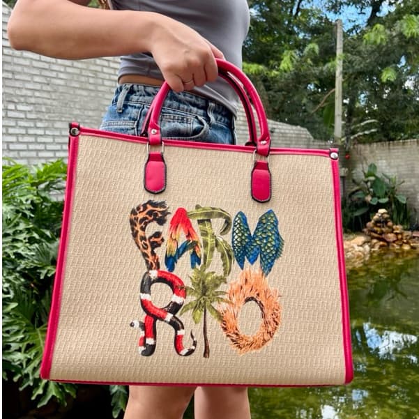 Bolsa Sacola de Palha Colorida Grande Unissex – Estilo Tropical e Espaço para Tudo!