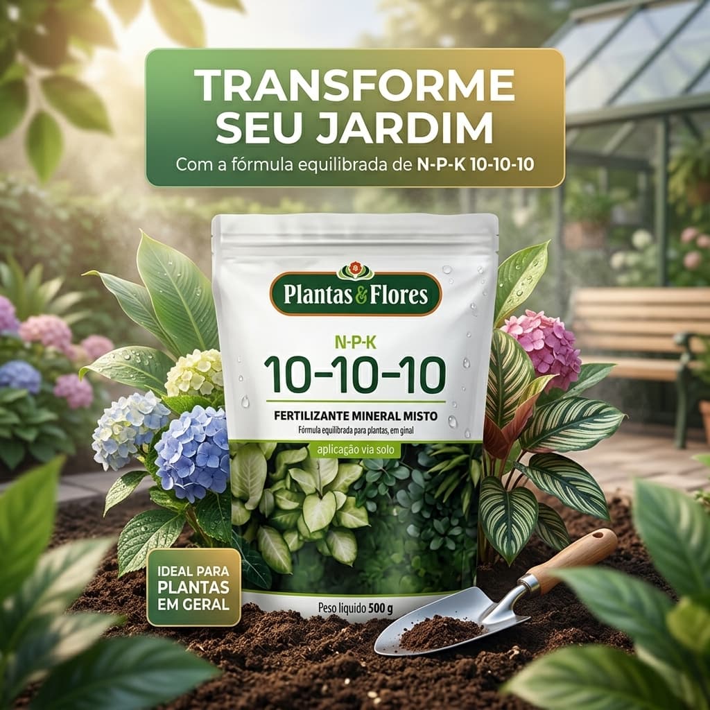 Fertilizante NPK 10-10-10 500g Granulado Plantas e Flores Adubo Sólido Mineral Misto