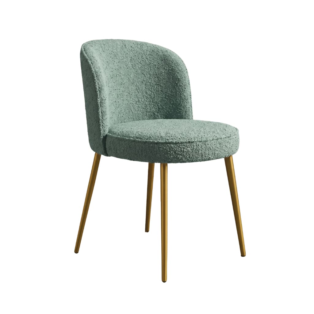 Cadeira De Jantar Elegance Organica Boucle Verde Dourada