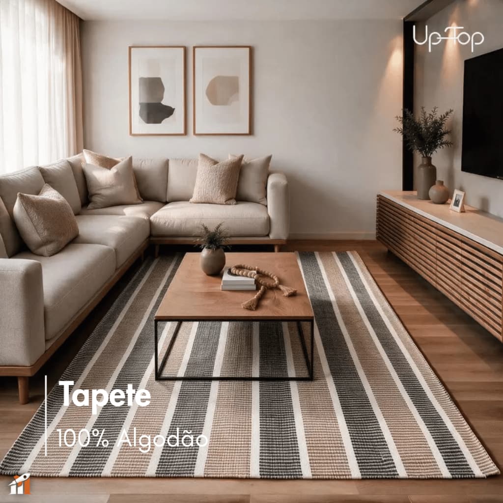 Tapete para Sala e Quarto Listrado Moderno 1,50x1,50m Decorativo Confortáve