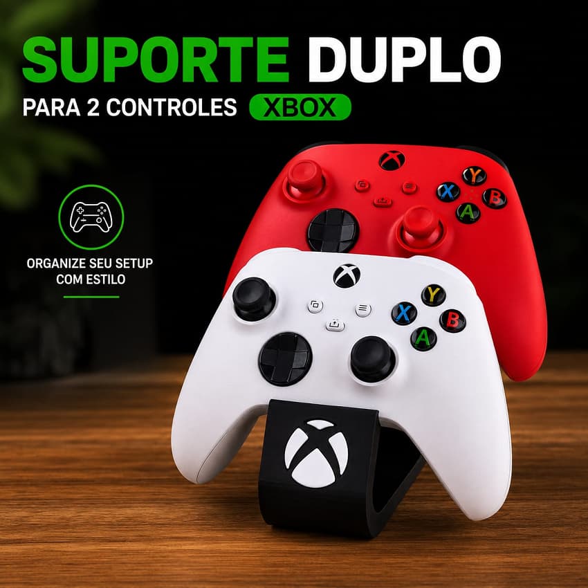 Suporte Duplo para 2 Controles Xbox Series X|S, Xbox One e Xbox 360 – Suporte Gamer para Controle