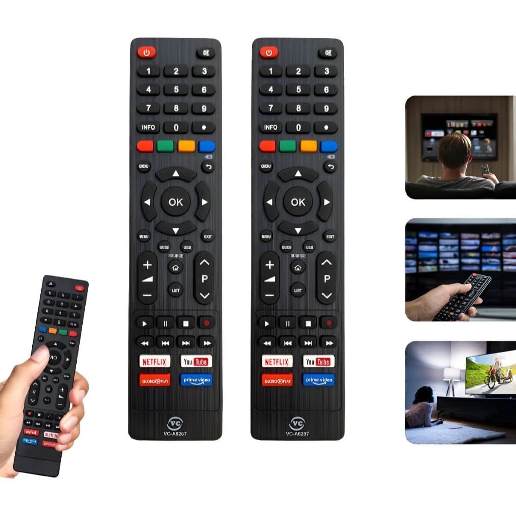 Kit 2 Controles Remoto Para Tv Philco Smart Teclas Netflix