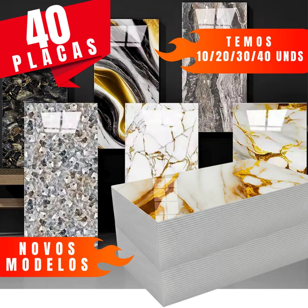 Kit 10-20-30 Placas Mármore Parede Autocolante Lavável 3d Vinílico Adesivo 60x30 Revestimento Decoração Linha Premium