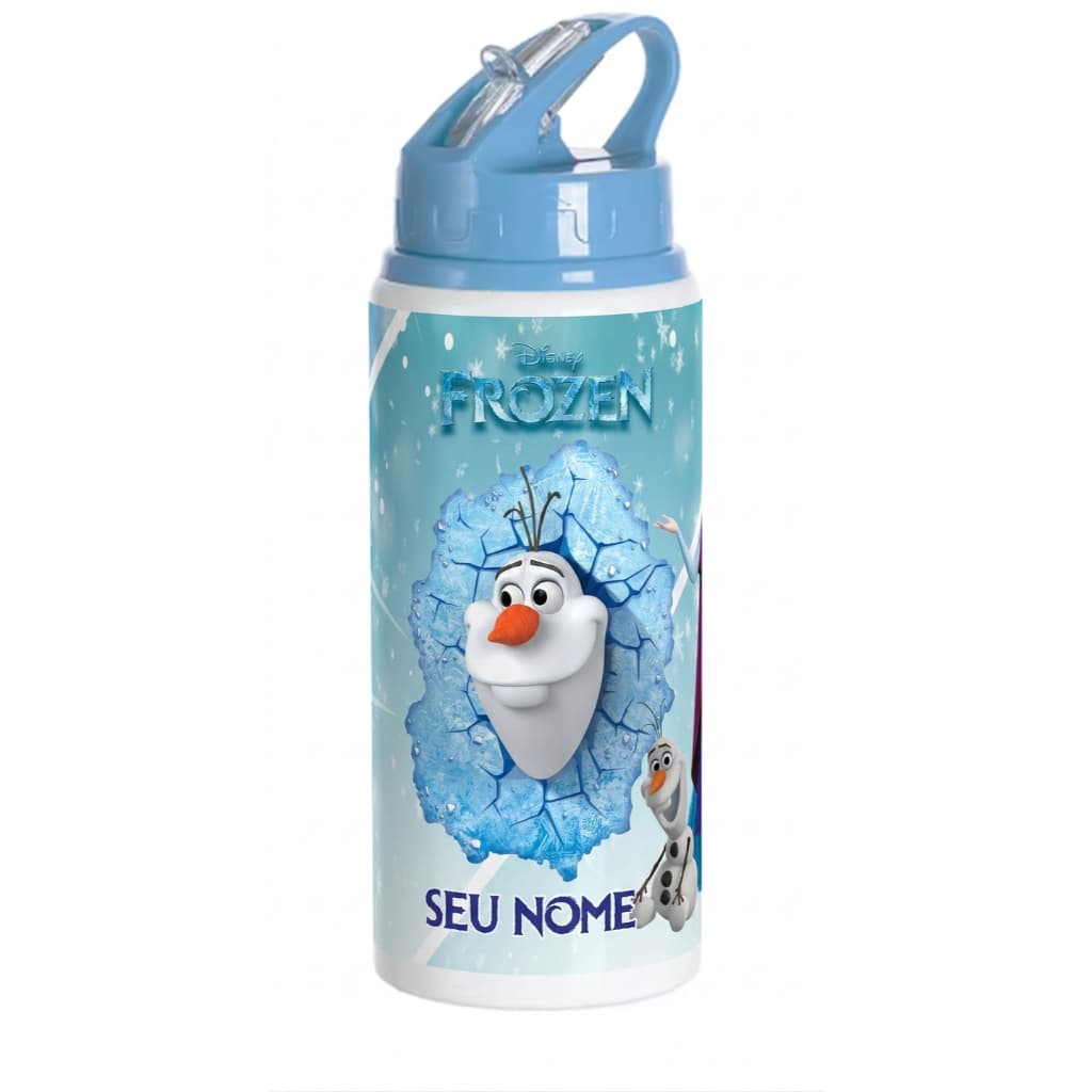 Garrafa Alumínio 600ml Personalizada Com Nome Frozen