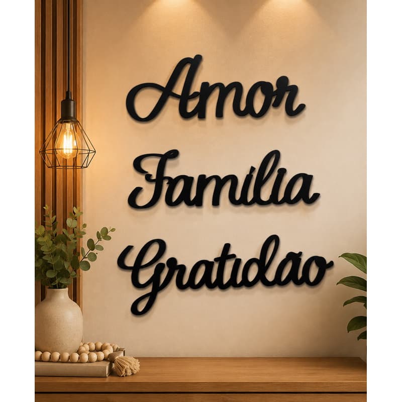 Kit 3 Palavras Motivacionais Decorativas Mdf 3mm Preto