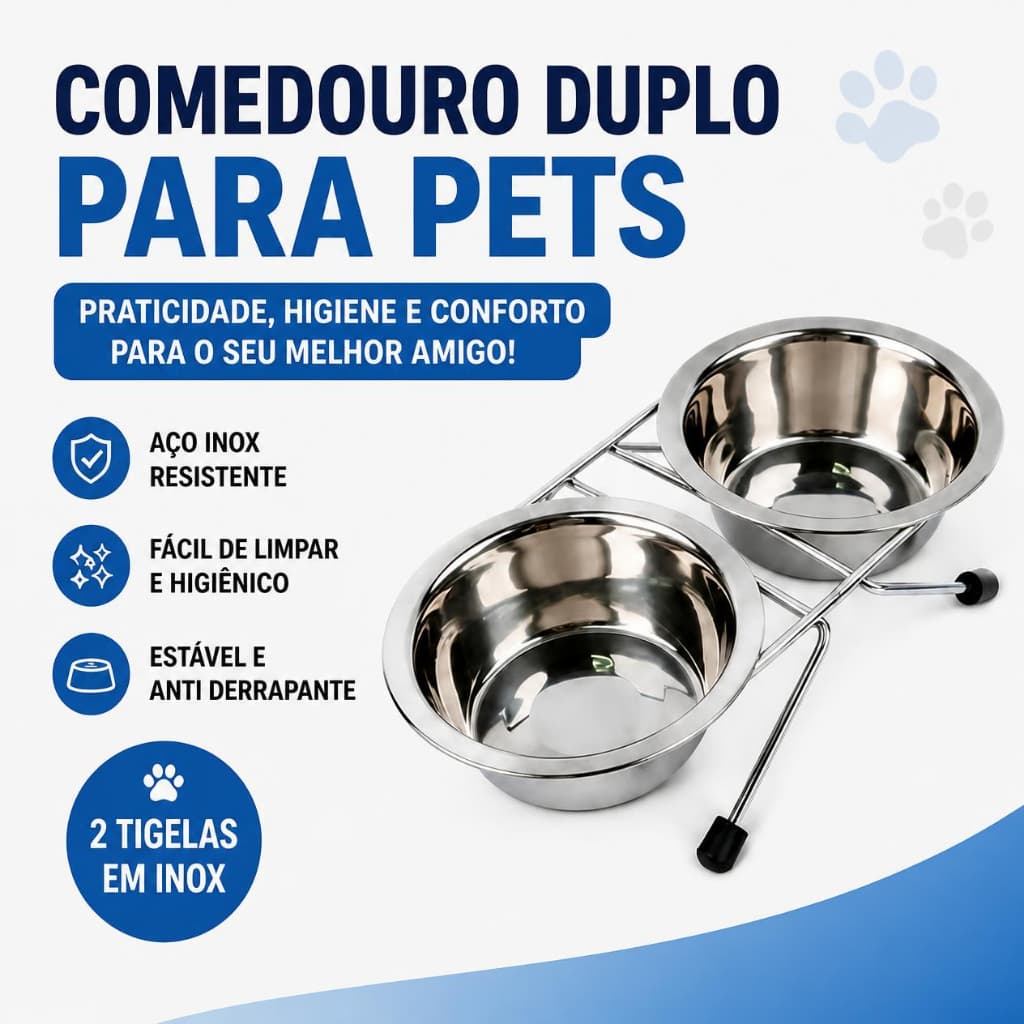 Comedouro inox Duplo GR 1 litro