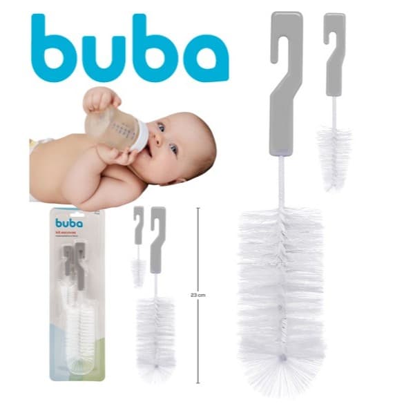 Kit 2 Escovas Mamadeira Bico Limpeza Higienização Bebê - Buba
